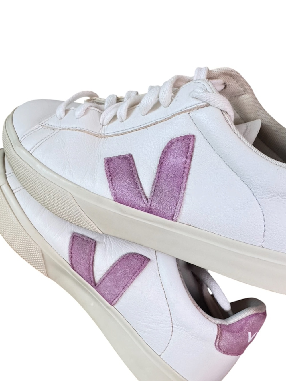 VEJA V-10 White Lavender Leather Sneakers Size 8